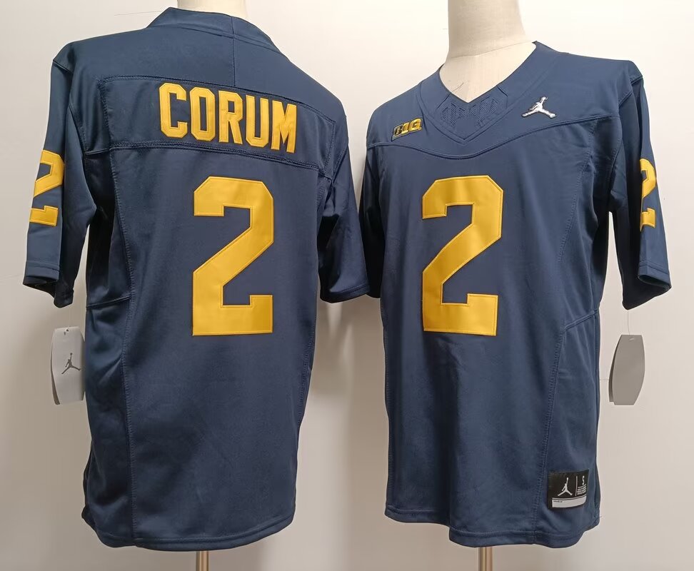 2024 NCAA Men Michigan Wolverines #2 Blake Corum dark blue nike jersey->ncaa teams->NCAA Jersey